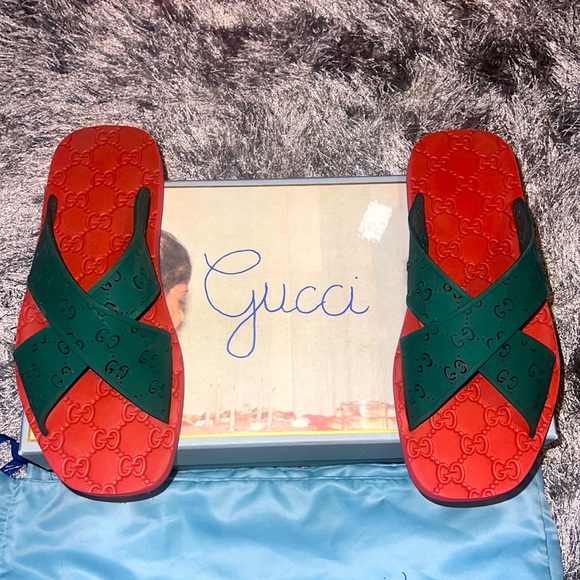 Gucci rubber sole cross cross slides 100% rubber - Picture 1 of 3